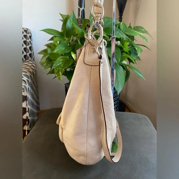 Coach Kristin Champagne Cream Pebble Soft Leather Hobo, Large, Dust Bag, Strap - Picture 7 of 15